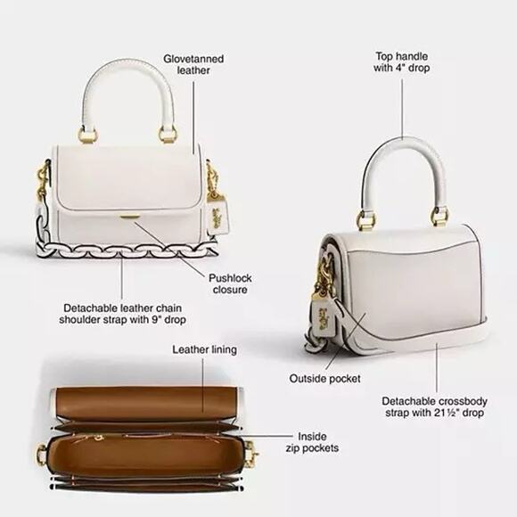 NWT Coach Rogue Top Handle Bag Brass/Chalk Glove tanned Leather CP135 - Picture 15 of 16